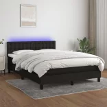 fekete szövet rugós és LED-es ágy matraccal 140x190 cm