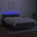 sötétszürke szövet rugós és LED-es ágy matraccal 140x200 cm