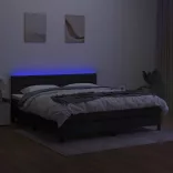 fekete szövet rugós és LED-es ágy matraccal 160x200 cm