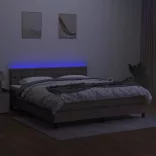 tópszínű szövet rugós és LED-es ágy matraccal 180 x 200 cm