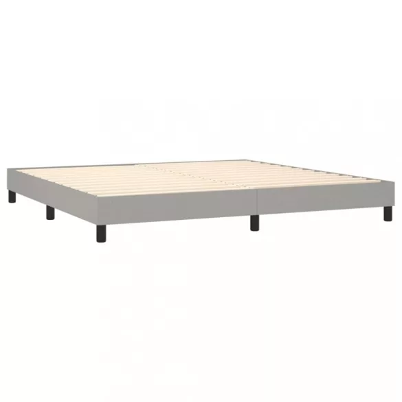 világosszürke szövet rugós és LED-es ágy matraccal 200x200 cm