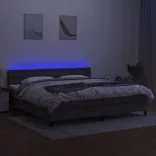 sötétszürke szövet rugós és LED-es ágy matraccal 200x200 cm