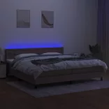 tópszínű szövet rugós és LED-es ágy matraccal 200 x 200 cm