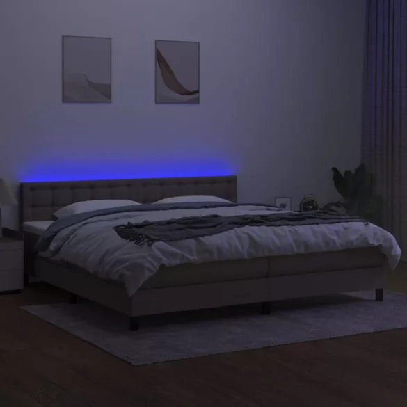 tópszínű szövet rugós és LED-es ágy matraccal 200 x 200 cm