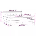 tópszínű szövet rugós és LED-es ágy matraccal 200 x 200 cm