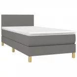 sötétszürke szövet rugós és LED-es ágy matraccal 90x190 cm