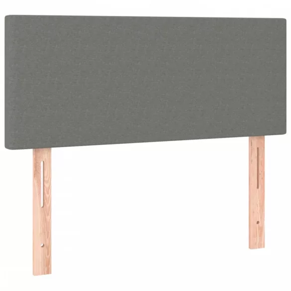sötétszürke szövet rugós és LED-es ágy matraccal 90x190 cm