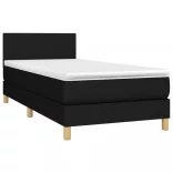 fekete szövet rugós és LED-es ágy matraccal 90x190 cm