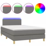 sötétszürke szövet rugós és LED-es ágy matraccal 120 x 200 cm
