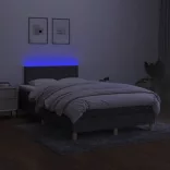 sötétszürke szövet rugós és LED-es ágy matraccal 120 x 200 cm