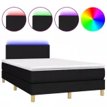 fekete szövet rugós és LED-es ágy matraccal 120 x 200 cm