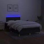 fekete szövet rugós és LED-es ágy matraccal 120 x 200 cm