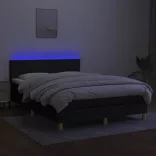 fekete szövet rugós és LED-es ágy matraccal 140x200 cm