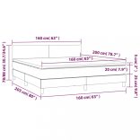 világosszürke szövet rugós és LED-es ágy matraccal 160x200 cm