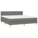 sötétszürke szövet rugós és LED-es ágy matraccal 180 x 200 cm