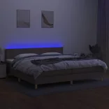 tópszínű szövet rugós és LED-es ágy matraccal 200 x 200 cm