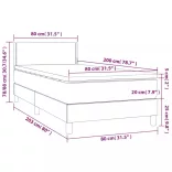 sötétszürke szövet rugós és LED-es ágy matraccal 80 x 200 cm
