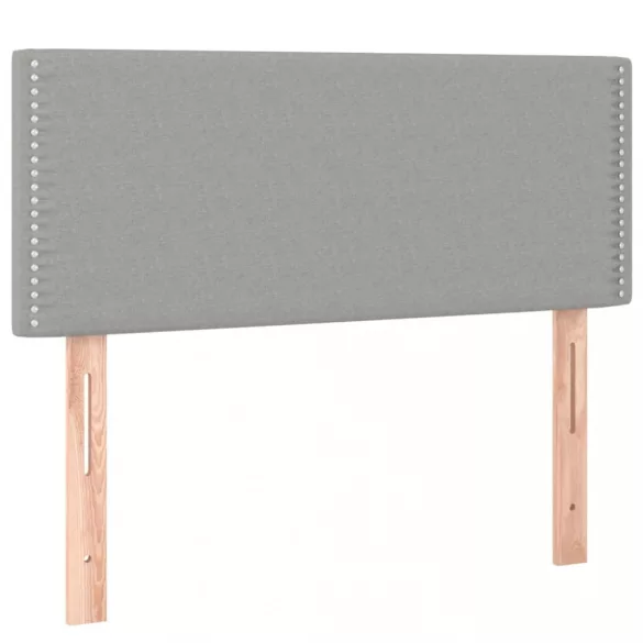 világosszürke szövet rugós és LED-es ágy matraccal 90x190 cm