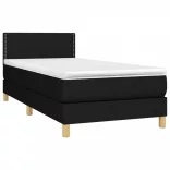 fekete szövet rugós és LED-es ágy matraccal 90x190 cm