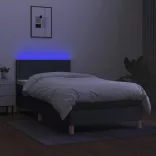 sötétszürke szövet rugós és LED-es ágy matraccal 90x200 cm