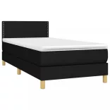 fekete szövet rugós és LED-es ágy matraccal 100x200 cm