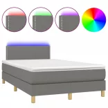 sötétszürke szövet rugós és LED-es ágy matraccal 120 x 200 cm