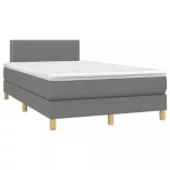 sötétszürke szövet rugós és LED-es ágy matraccal 120 x 200 cm