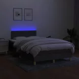 sötétszürke szövet rugós és LED-es ágy matraccal 120 x 200 cm