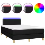 fekete szövet rugós és LED-es ágy matraccal 120 x 200 cm