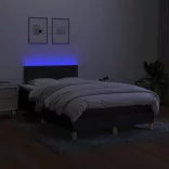 fekete szövet rugós és LED-es ágy matraccal 120 x 200 cm