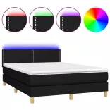 fekete szövet rugós és LED-es ágy matraccal 140x190 cm
