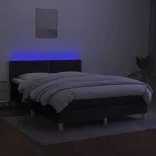 fekete szövet rugós és LED-es ágy matraccal 140x190 cm