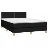 fekete szövet rugós és LED-es ágy matraccal 140x190 cm