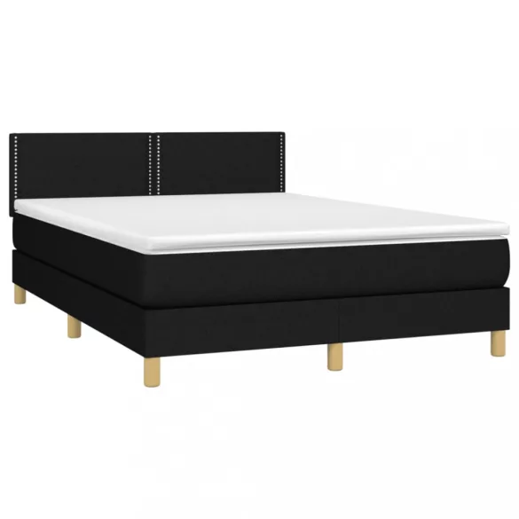 fekete szövet rugós és LED-es ágy matraccal 140x190 cm