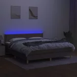 tópszínű szövet rugós és LED-es ágy matraccal 180 x 200 cm