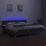 sötétszürke szövet rugós és LED-es ágy matraccal 200x200 cm