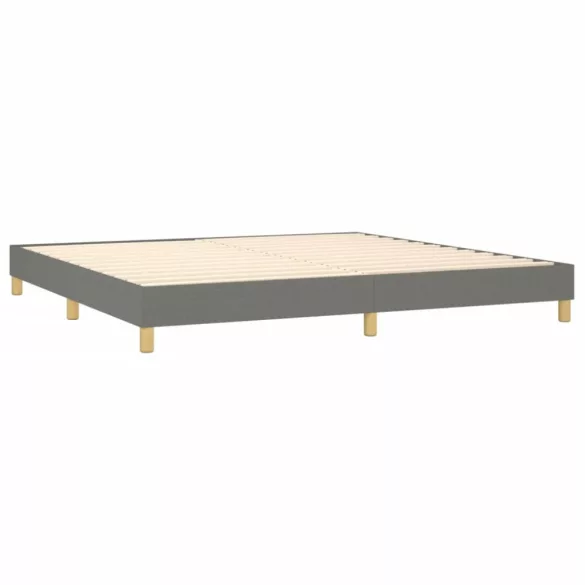 sötétszürke szövet rugós és LED-es ágy matraccal 200x200 cm