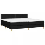 fekete szövet rugós és LED-es ágy matraccal 200x200 cm