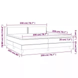 fekete szövet rugós és LED-es ágy matraccal 200x200 cm