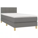 sötétszürke szövet rugós és LED-es ágy matraccal 80 x 200 cm