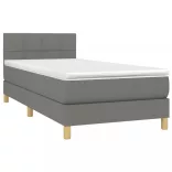 sötétszürke szövet rugós és LED-es ágy matraccal 90x190 cm