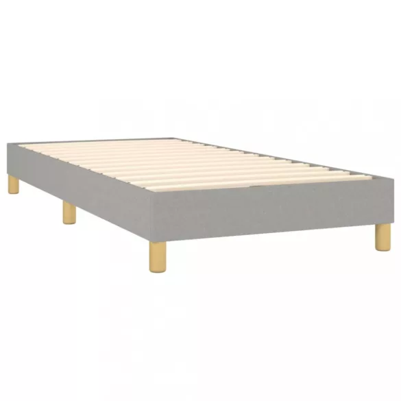 világosszürke szövet rugós és LED-es ágy matraccal 90x200 cm