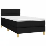 fekete szövet rugós és LED-es ágy matraccal 100x200 cm