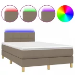 tópszínű szövet rugós és LED-es ágy matraccal 120 x 200 cm