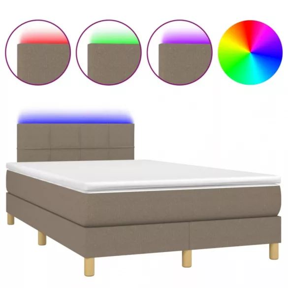 tópszínű szövet rugós és LED-es ágy matraccal 120 x 200 cm