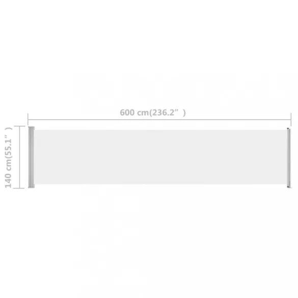 krémszínű kihúzható oldalsó terasz-napellenző 140 x 600 cm