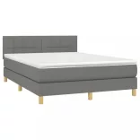 sötétszürke szövet rugós és LED-es ágy matraccal 140x190 cm