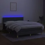sötétszürke szövet rugós és LED-es ágy matraccal 140x190 cm
