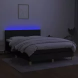 fekete szövet rugós és LED-es ágy matraccal 140x200 cm