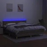 tópszínű szövet rugós és LED-es ágy matraccal 160x200 cm